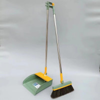 易力 扫把簸箕套装 梳齿型扫把旋转防风笤帚 可折叠扫帚 2套装.