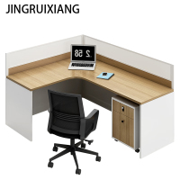 JINGRUIXIANG 屏风工位 1400*1200*1100±30mm 原木色(不含椅柜)L型单人位 1张