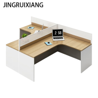 JINGRUIXIANG 屏风工位 2400*1000*1400±30mm T型 原木色 (不含柜椅)L型两人位 1张