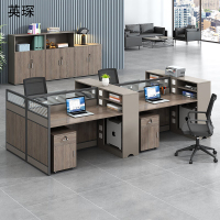 英琛 科技木+卡其(不含椅柜)一字型四人位 屏风工位 3000*1200*1100±30mm 1张