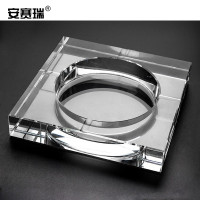 安赛瑞 711439水晶烟灰缸 方形耐用透明玻璃烟缸 酒店 KTV会议办公室清洁烟盅 长25cm 宽25cm 公差±2c