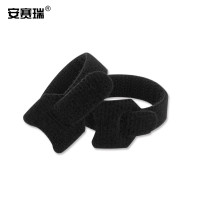 安赛瑞 反扣魔术贴扎带彩色自粘式带扣仓库理线带 网线整理 收纳带 100个装 黑色 宽2cm长20cm 10010