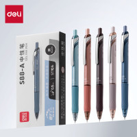 得力(deli)[抗摔小金刚]速干金属笔夹按动 中性笔 学生办公笔 0.5mmST头加强型针管12支/盒黑色S88-A