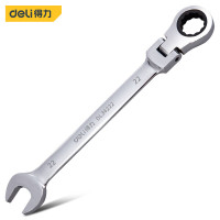 得力(deli)DL34222 镜面全抛光活动头棘轮两用快扳 开口梅花呆扳手 板子 汽修机修工具 22MM