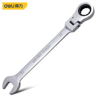 得力(deli)DL34221 镜面全抛光活动头棘轮两用快扳 开口梅花呆扳手 板子汽修机修 工具 21MM