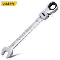 得力(deli)DL34214 镜面全抛光活动头棘轮 两用快扳 开口梅花呆扳手 板子汽修机修工具 14MM