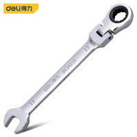 得力(deli)DL34213 镜面全抛光活动头棘轮 两用快扳 开口梅花呆扳手 板子汽修机修工具 13MM
