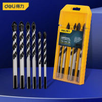 得力(deli)电钻钻头瓷砖钻头玻璃木材 金属手电钻多功能合金三角钻头 玻璃陶瓷钻6件套 DL-B6106T