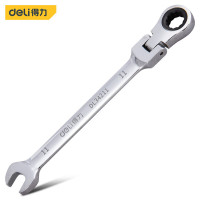 得力(deli)DL34211 镜面全抛光活动头棘轮两用快扳 开口 梅花呆扳手 板子汽修机修工具 11MM