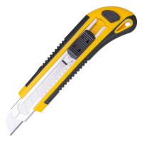 得力工具DL009塑柄美工刀三连发 (黄)18mm