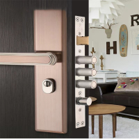 好汉防盗门不锈钢家用套装进户大门锁C级纯铜锁芯 大面板把手锁23-5