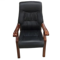 鸿业盛大HY-1067 电脑会议职员培训办公椅 实木扶手皮质人体工学椅(单位:把)