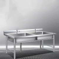 狼之吻不锈钢商用多功能池沥水台 水池水槽洗面盆洗衣槽洗菜盆双槽 120*60*80cm