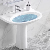 狼之吻 立柱盆陶瓷落地式一体台洗手盆洗脸池 卫生间阳台洗脸盆水面盆洗衣盆水龙头+下水软管 22寸