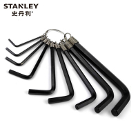 史丹利STANLEY 10件套英制链式内六角扳手 1/16英寸-3/8英寸 梅花内6角内六方螺丝刀板手69-230-23