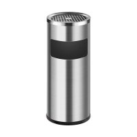 孟氏丽天60*25灰色小号不锈钢圆行垃圾桶酒店环卫大厅办公大楼立式带内胆桶( 单位:个) 公差±2cm
