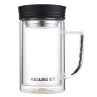 富光 致格双层 办公玻璃杯(带滤网)颜色 随机 G1613-SP-570B