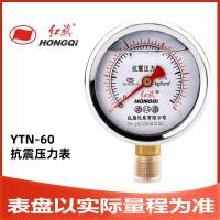 红旗 耐震压力表 径向2.5级抗震充油水压气压油压表 YTN-60 0~0.1MPa 1只装