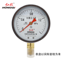 红旗 耐震压力表 径向1.6级抗震充油水压气压油压表 YTN-100 0~1MPa 1只装