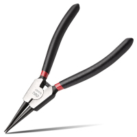 得力(deli) 日式外直卡簧钳铬钒钢(红)7"