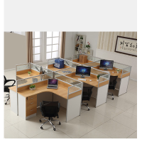 仓迪 CD-4804 木质+铝合金边条屏风员工位办公桌卡座职员电脑桌含柜 王字型 四人位2400*1200*1100mm