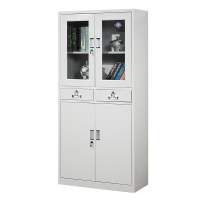 仓迪 CD-055H加厚二斗双节文件柜 铁皮柜钢制办公柜凭证柜资料档案柜带锁1800X850X390mm