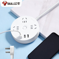 公牛 R203U 拖线盘圆盘插座多功能固定器蜗牛插排 不带吸盘3位1.8米