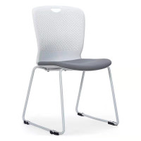 仓迪 CD-PD130 会议椅塑胶培训椅办公椅会客洽谈椅可叠堆 白胶灰座 49*54*87(±5cm)