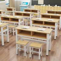 仓迪 CD-559木质金属结合学生课桌椅双层带抽屉课桌单人双人三人位会议课桌双人桌120*40*74(公差±20mm)