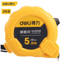 得力(deli)2把装 包胶自锁钢卷尺高精准测量便携伸缩尺子盒尺木工钢卷尺 5m*19mm手动锁定钢卷尺 DL9005B
