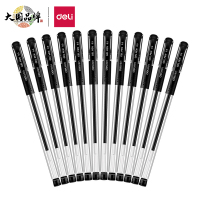 得力(deli)6600签字笔 子弹头0.5mm经典办公中性笔 12支/盒 黑色