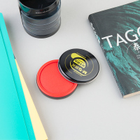 晨光快干印台AYZ97519速干盖章印台 圆型印台油性颜料 红色 12个装