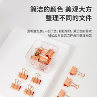 得力78202票夹32mm玫瑰金长尾夹3#金属夹子办公文具蝴蝶夹15只装