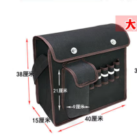 册宣 40-37-15带夹层 水杯兜大号多功能工具包黑色加厚帆布大容量瓦工包耐磨收纳包劳保维修电工包