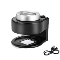 册宣 黑色充电款 高清60倍照布放大镜3个led白光灯3个UV紫光灯60倍观察鸽子眼