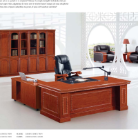 颂泰HK/B-1016班台含侧柜办公桌主管桌经理桌贴实木木皮油漆胡桃色/红檀色 //