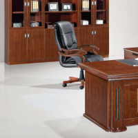 颂泰HK/B-5218班台含侧柜办公桌主管桌经理桌贴实木木皮油漆胡桃色/红檀色 //