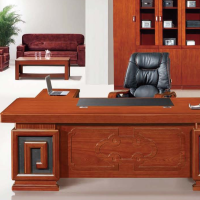 颂泰HK/A-2024班台含侧柜办公桌主管桌经理桌贴实木木皮油漆胡桃色/红檀色 //