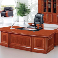 颂泰HK/A-2128班台含侧柜办公桌主管桌经理桌贴实木木皮油漆胡桃色/红檀色 //