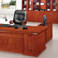 颂泰HK/A-0724班台含侧柜办公桌主管桌经理桌贴实木木皮油漆胡桃色/红檀色 //