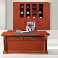 颂泰HK/B-1320班台含侧柜办公桌主管桌经理桌贴实木木皮油漆胡桃色/红檀色 //