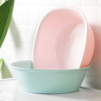 茶花(CHAHUA)加厚塑料抑菌抗菌洗脸盆家用宝宝婴儿脸盆大小号 精益方盆圆盆 抑菌圆盆#-粉色(直径33-34CM)