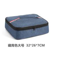 册宣 牛津布保温袋手提包铝箔长方形饭袋收纳包 藏青色大号32*26*7CM
