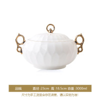 册宣 欧式简约轻奢陶瓷器金边伯爵双耳品锅300ml