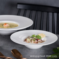 册宣 纯白创意北欧草帽盘子意面盘陶瓷11.75英寸经典点心盘-MM1672