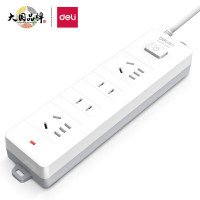 得力 18251插座_2+2_2米_PVC袋装(白)(只)