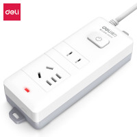 得力 18276-02插座_1+1_2米_PVC袋装(白)(只)