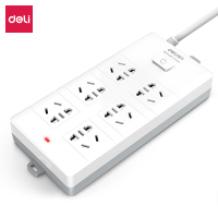 得力 18168-03插座_6组_3米_PVC袋装(白)(只)