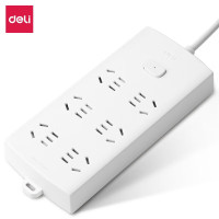 得力 LX114(03)莹白系列延长线插座_6组_3米_PE袋装(白)(个)