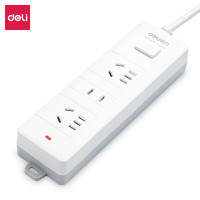 得力 18173(1.8)延长线插座_2+1_1.8米_PE袋装(白)(个)